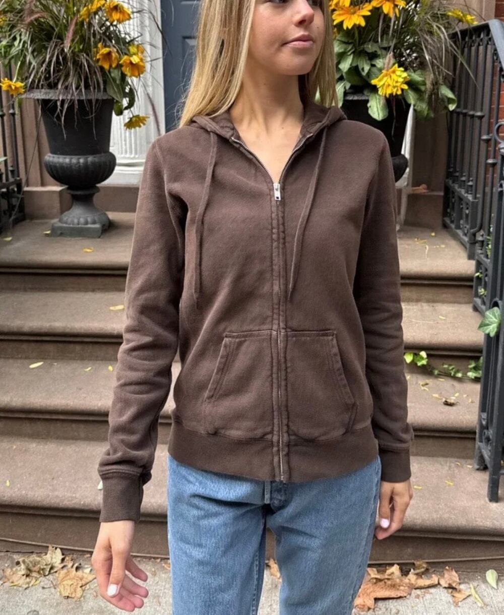 Brandy Melville Christy Hoodie Brown Oversized Zip Up Sweatshirt John Galt fall
